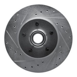 Ford Explorer Brake Rotor (1) - Front Left - R1 Concepts - Drilled & Slotted - Silver - `95-`11